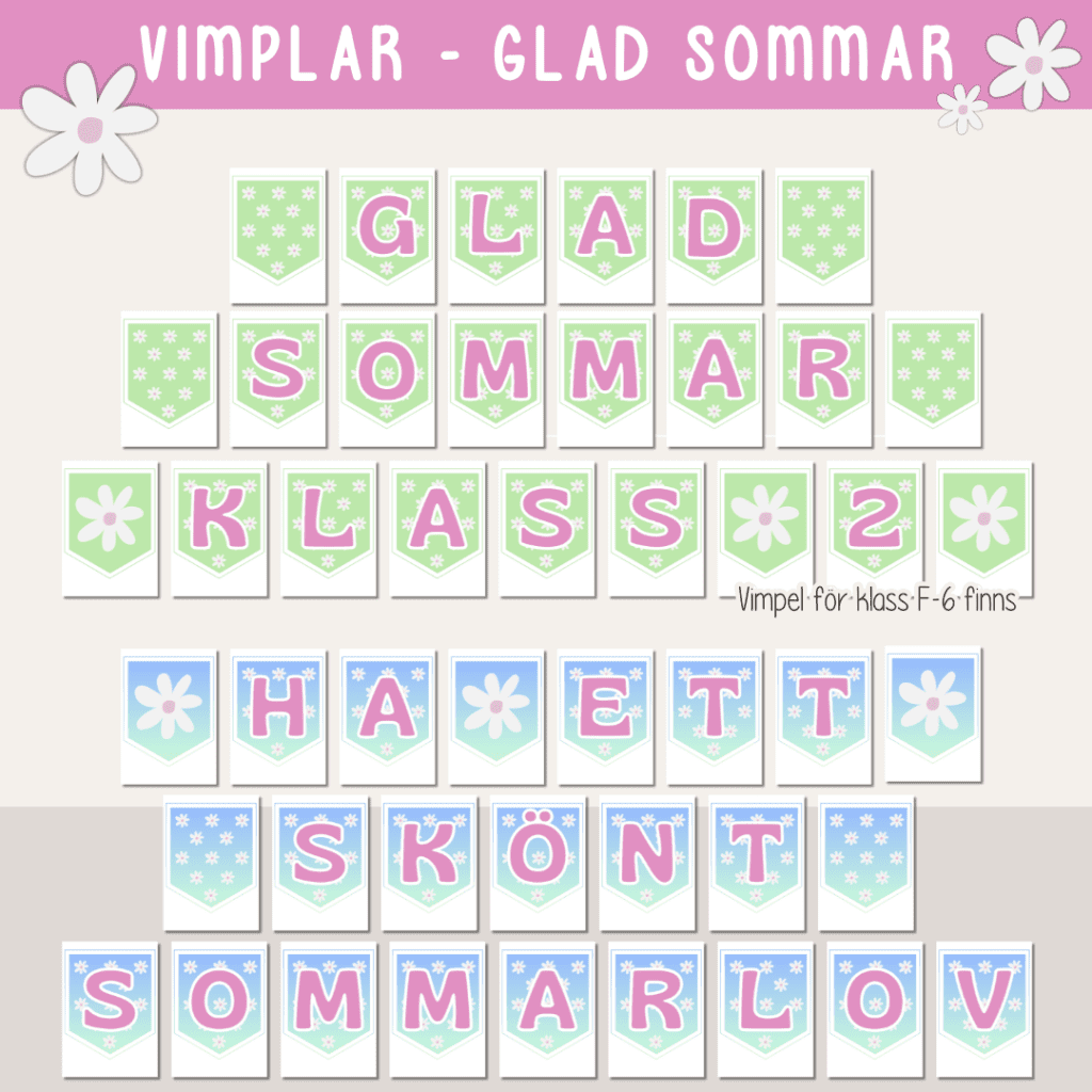Vimplar – Sommarlov – Glad sommar – Dekorera klassrummet