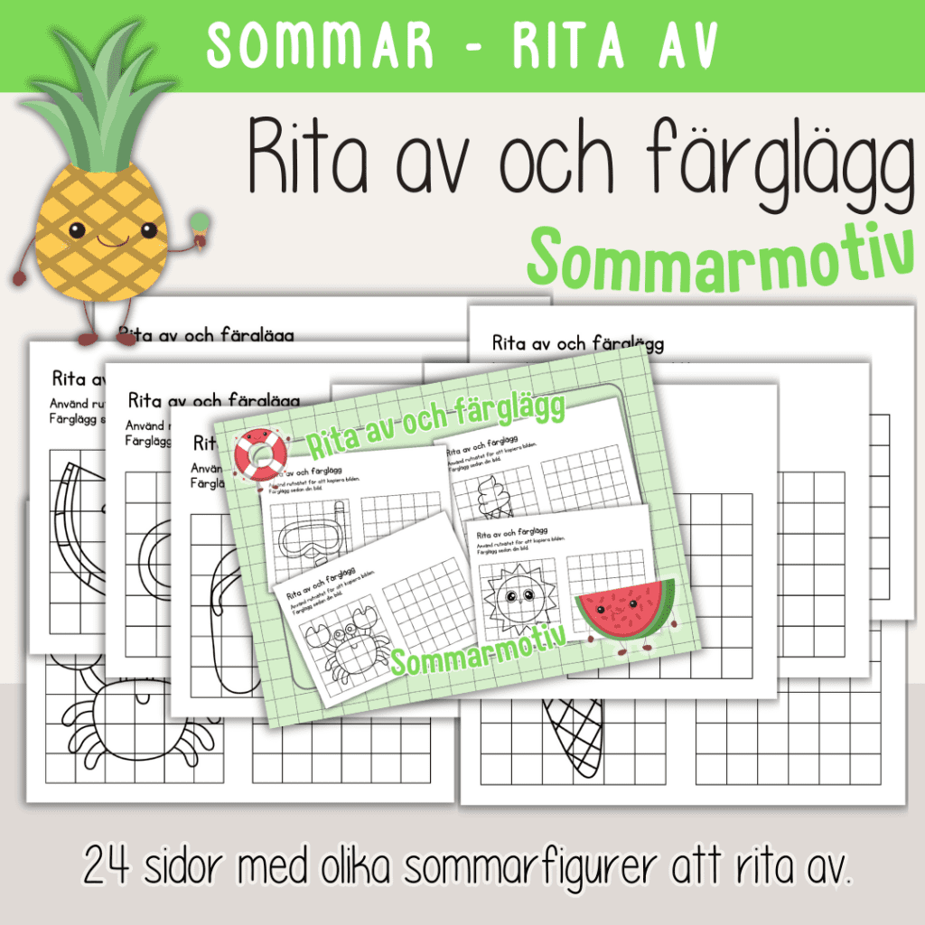 Sommar – Sommartema – Rita av och färglägg