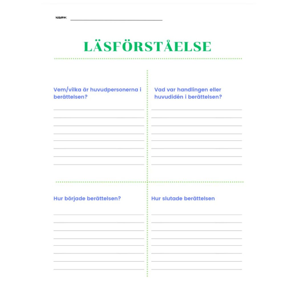 Läsförståelse – träna på att återberätta! åk 1-4