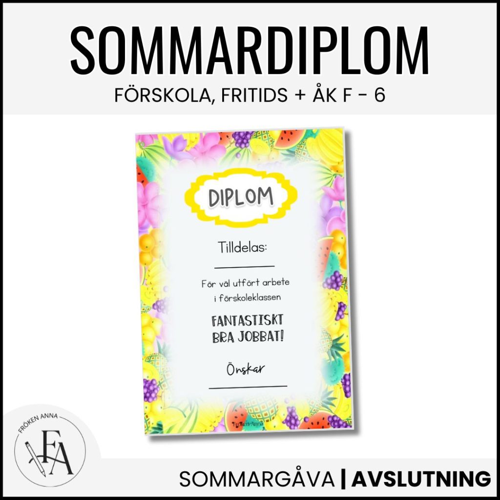 Sommardiplom | Förskola, fritids + ÅK F-6