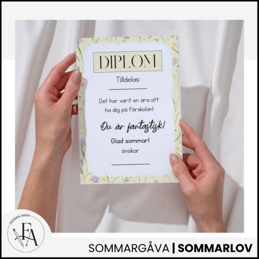 Diplom och medalj till förskoleavslutningen | Gul sommaräng