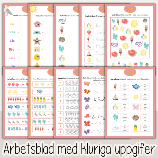 Sommar - Arbetshäfte bokstäver och siffror - sommartema