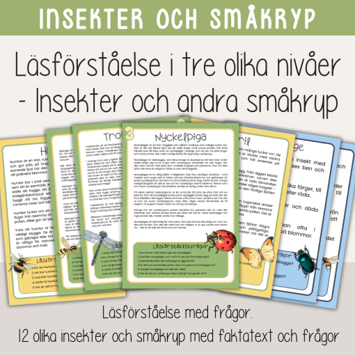 Läs- och skrivpaket - Tema insekter och småkryp - Faktatexter i 3 olika nivåer och skrivblad.