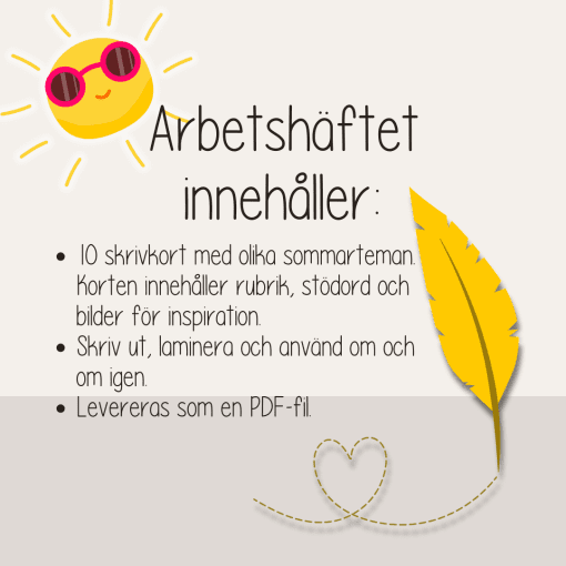 Sommar - Sommartema - Skrivkort med inspiration till att skriva berättelser med sommartema.