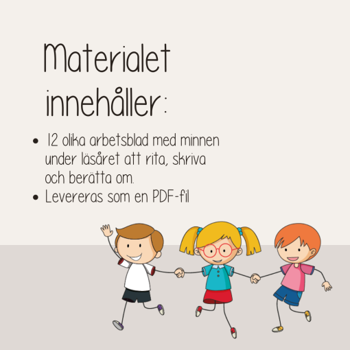 Mitt läsår - Skolavslutning - Minnesbok från läsåret - rita och skriv om olika minnen - sommar