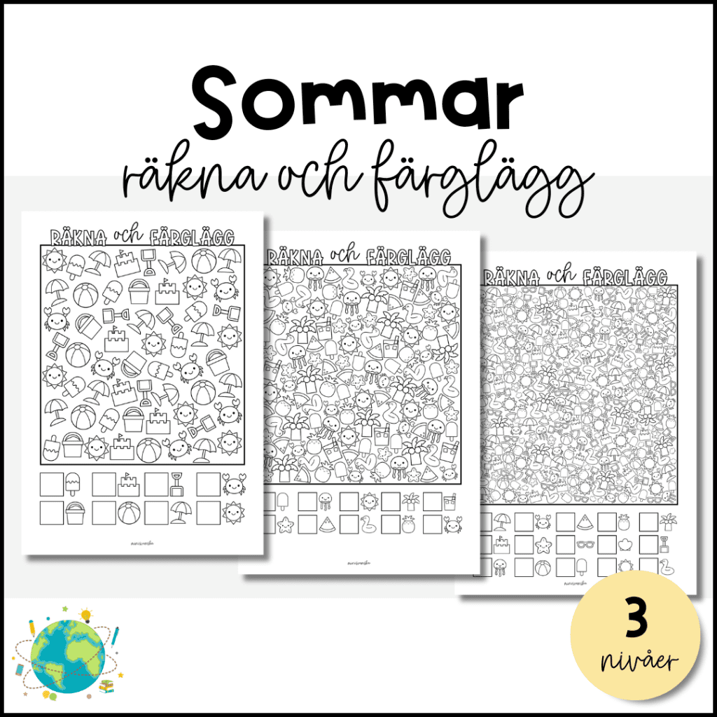 Räkna och färglägg – Sommar