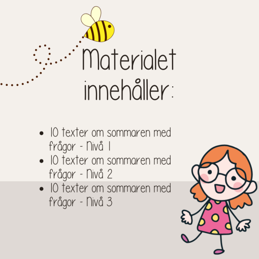 Sommar - Sommarlov - Läsförståelse i tre olika nivåer - 10 olika teman
