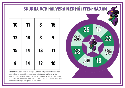 Mattespel- snurra och halvera