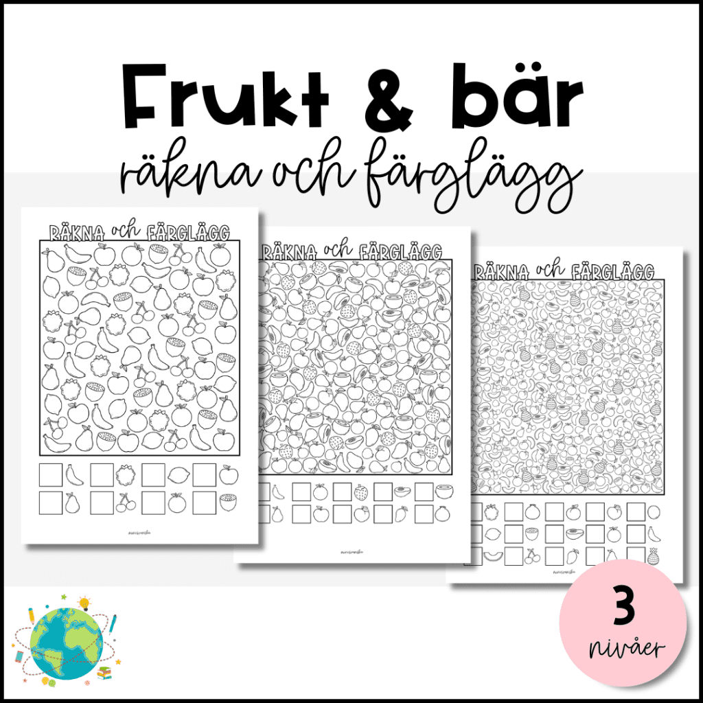 Räkna och färglägg – Frukt & bär