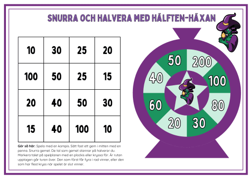 Mattespel- snurra och halvera