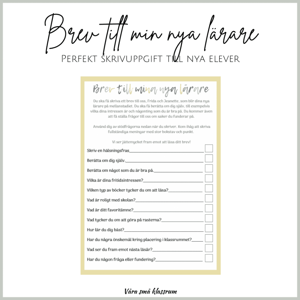 Brev till min nya lärare