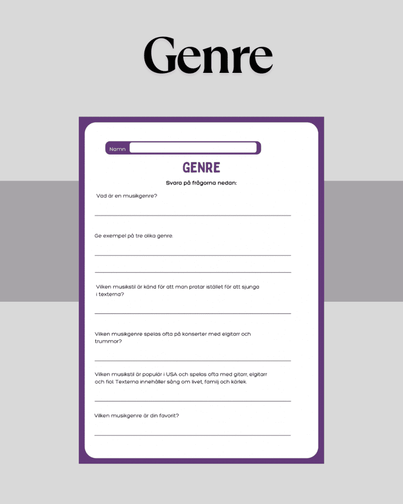 Arbetsblad om musikgenre