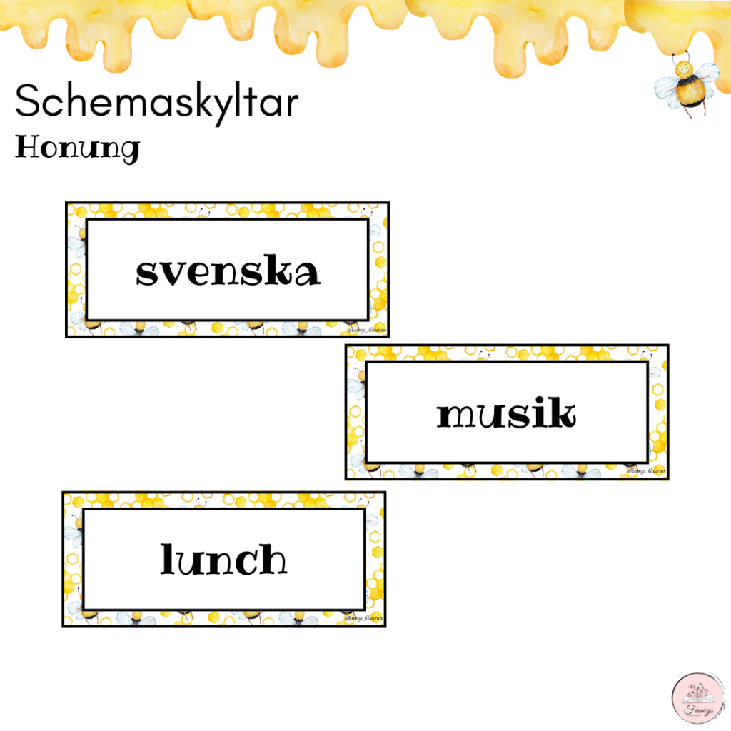 Honungspaket: Schemaskyltar