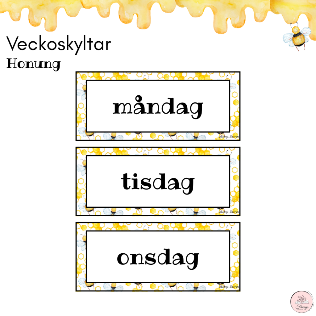 Honungspaket: Veckodagsskyltar