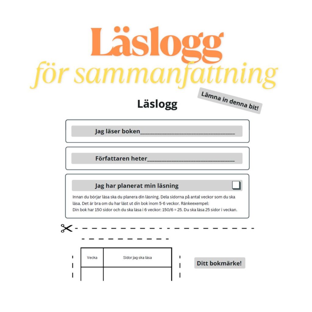Enkel läslogg för sammanfattning