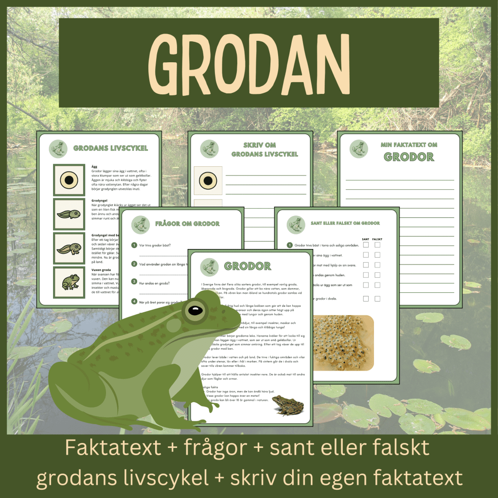 Grodan – läsförståelse och skrivuppgifter