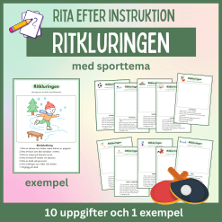 Rita efter instruktion – enkel läsförståelse med sporttema, 10 arbetsblad