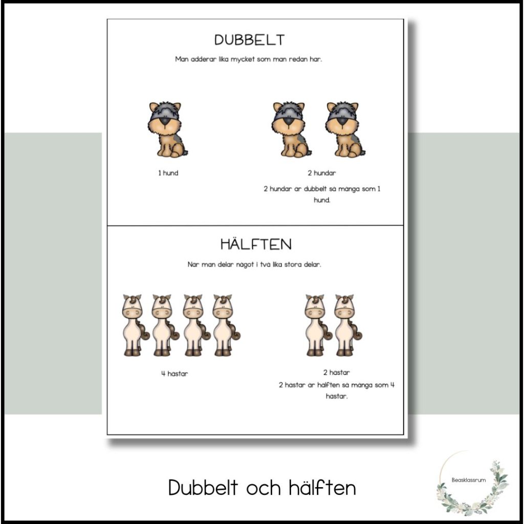 Dubbelt och hälften – visuellt stöd