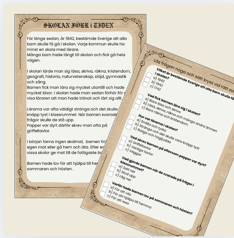 Skolan förr i tiden - En skoldag i början av 1900-talet