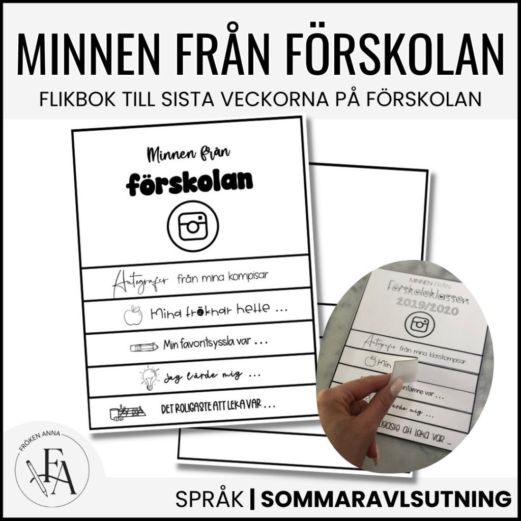 Minnen från förskolan – Flikbok att fylla i sista veckorna
