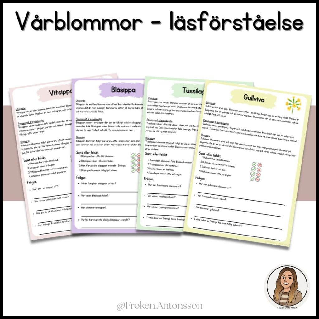 Vårblommor – läsförståelse