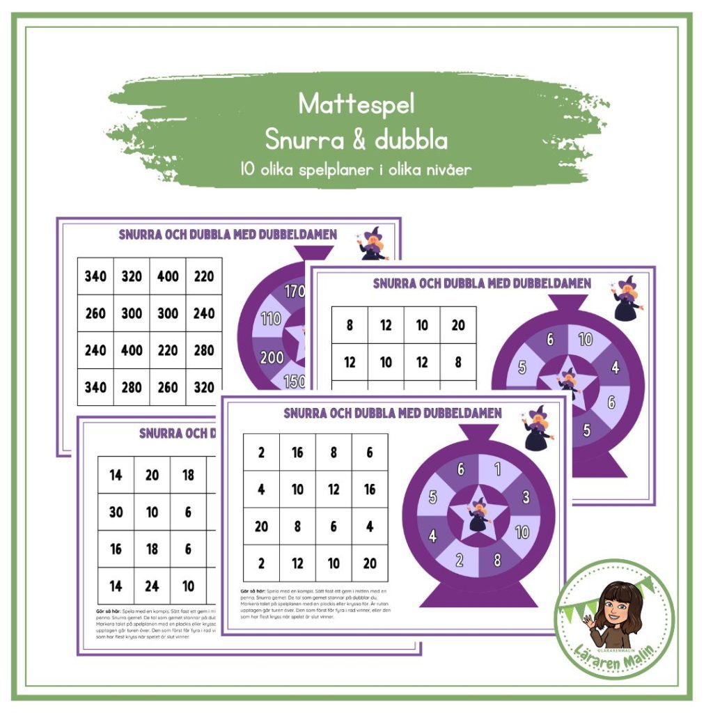 Mattespel- snurra och dubbla