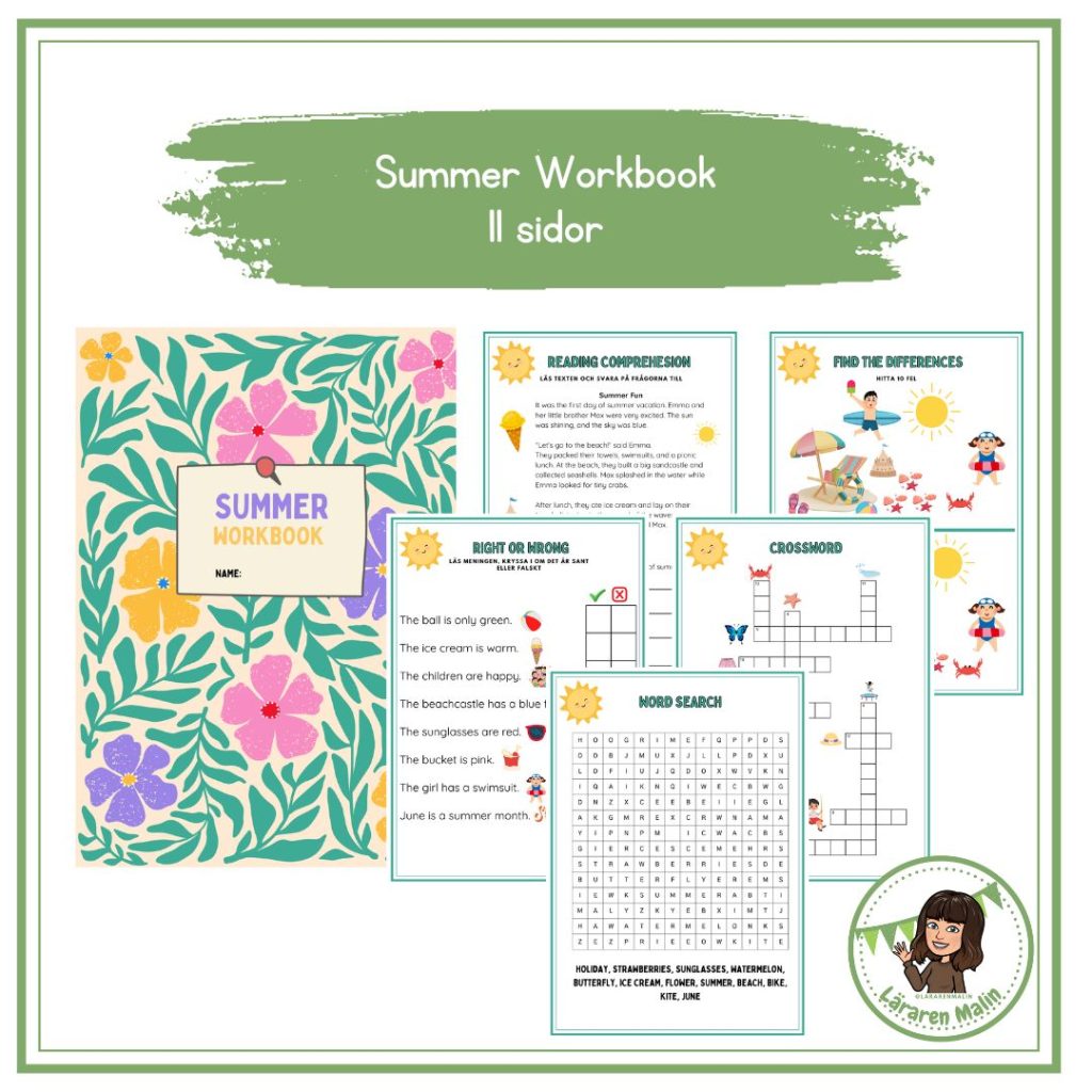 Summer Workbook (Engelskahäfte med blandat arbete 11 sidor)