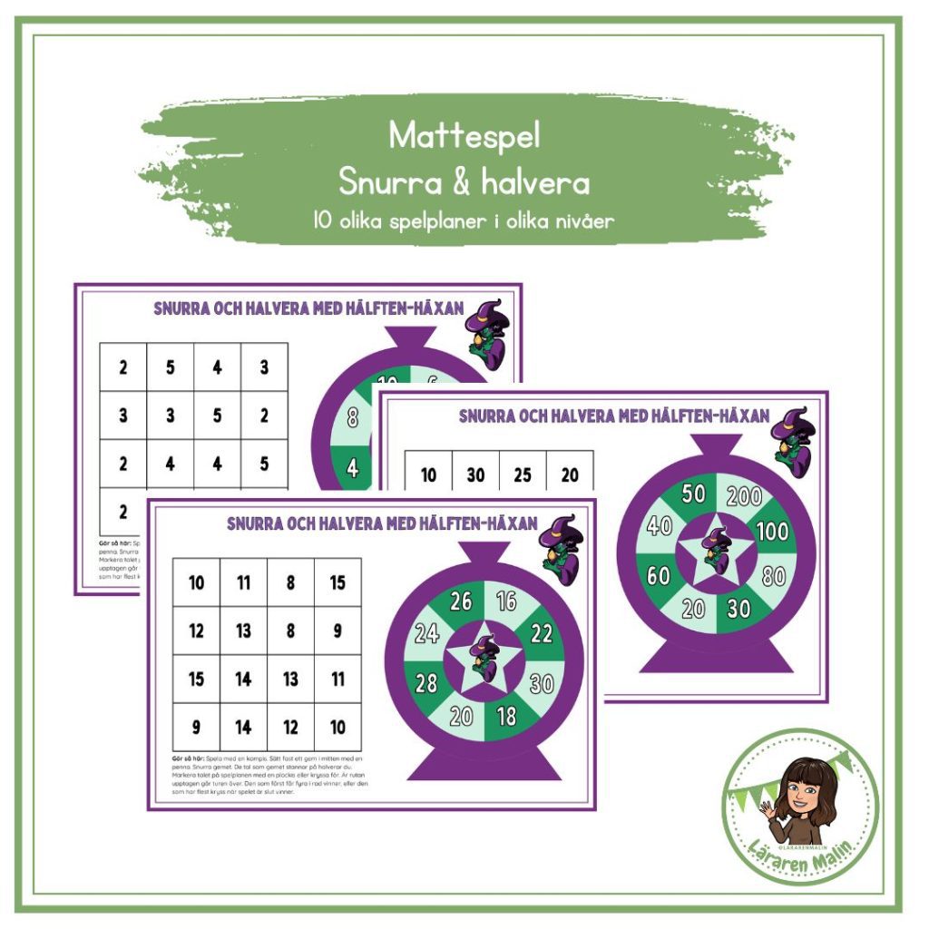 Mattespel- snurra och halvera
