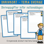 Sveriges nationaldag – Skrivkort – Tema Sverige | Skrivuppgifter inför nationaldagen - bild 1