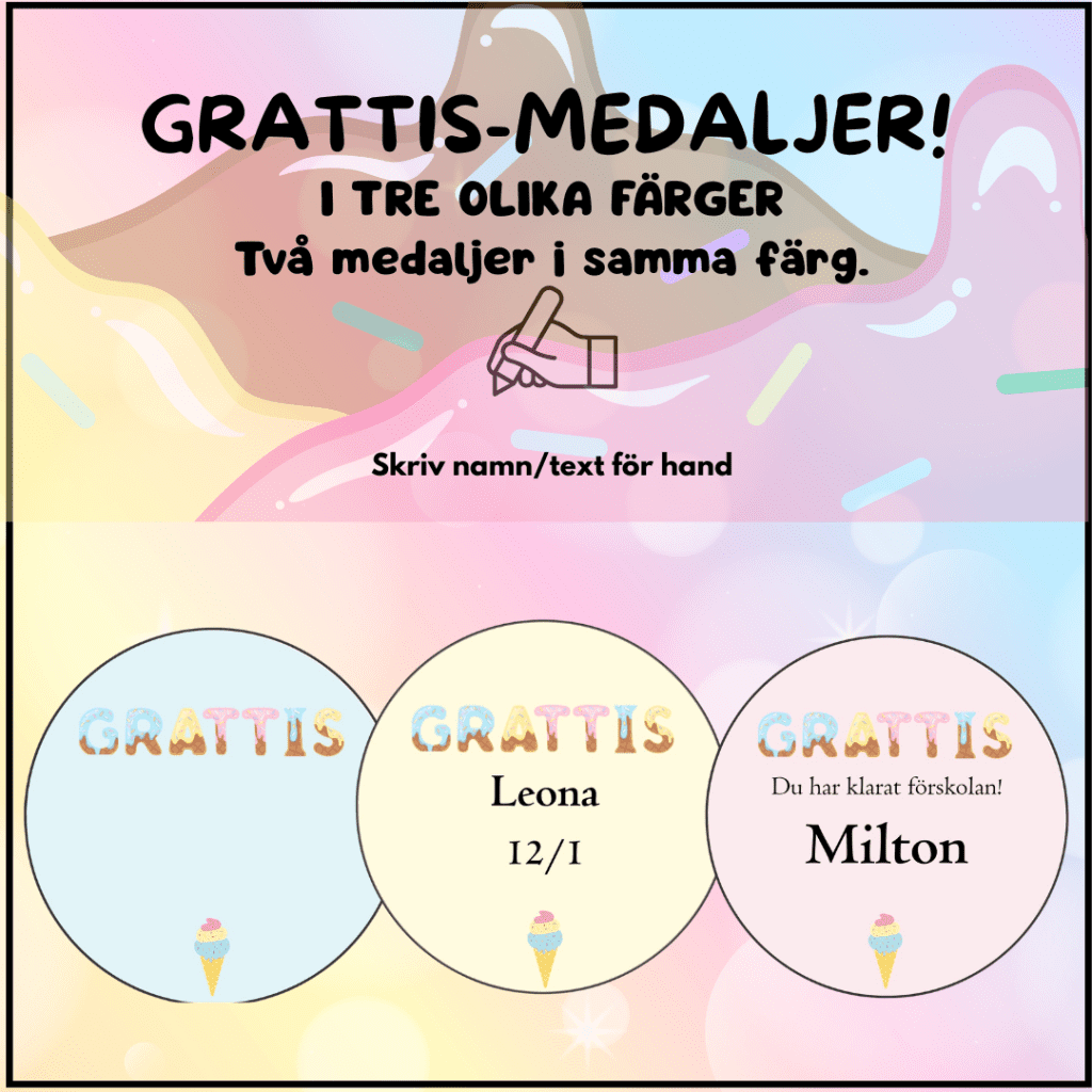 Grattismedalj- skriv namn/text för hand
