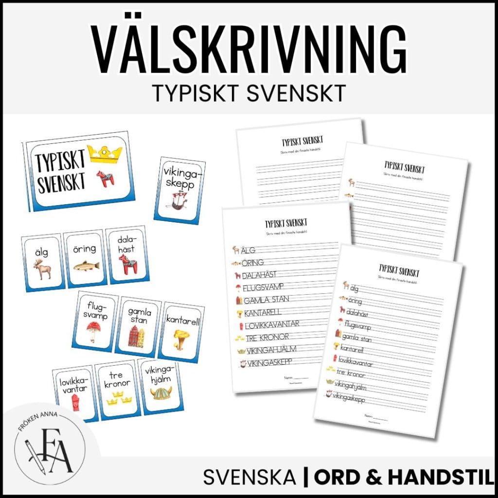 Typiskt svenskt (Ordkunskap, välskrivning, memory)