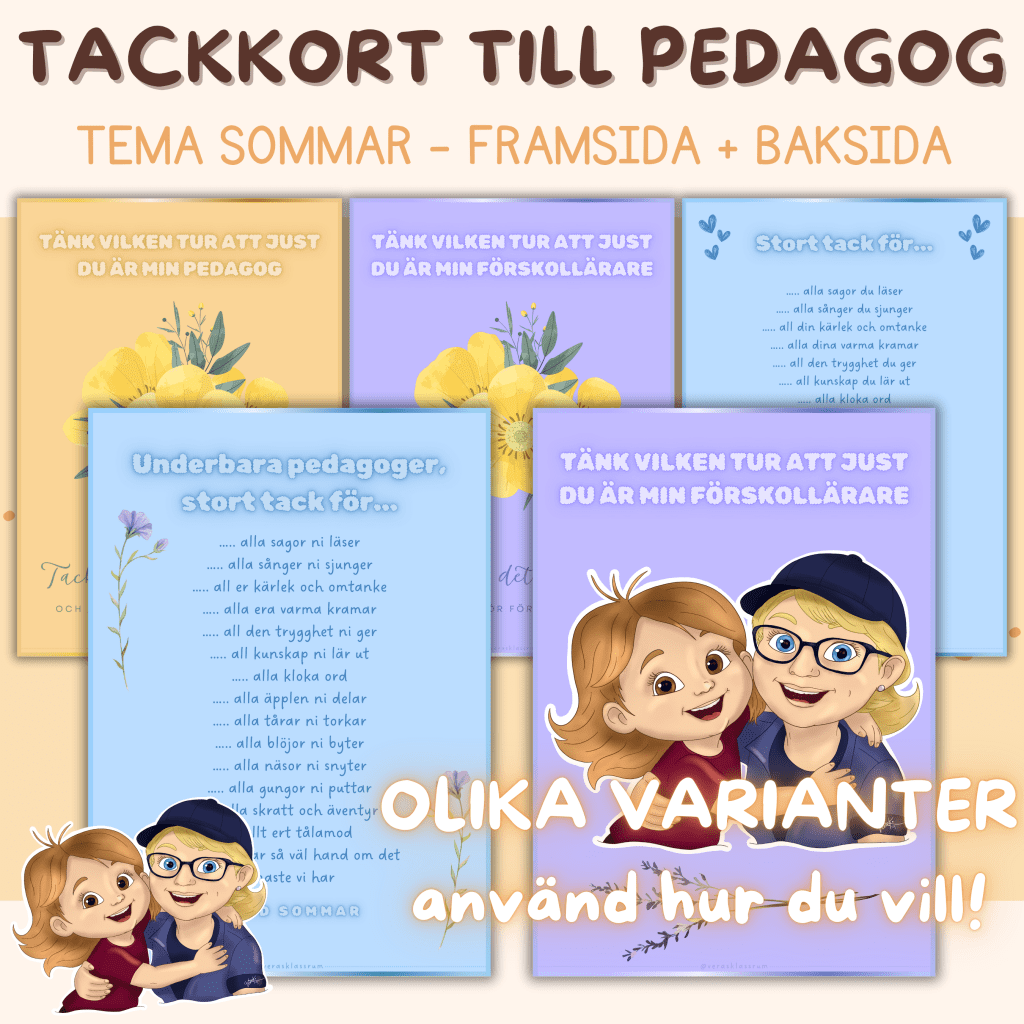 Tackkort till pedagog på förskola – Sommar