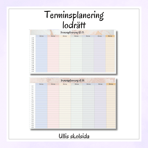Mall för planeringsunderlag/schema/veckoplanering – redigerbar
