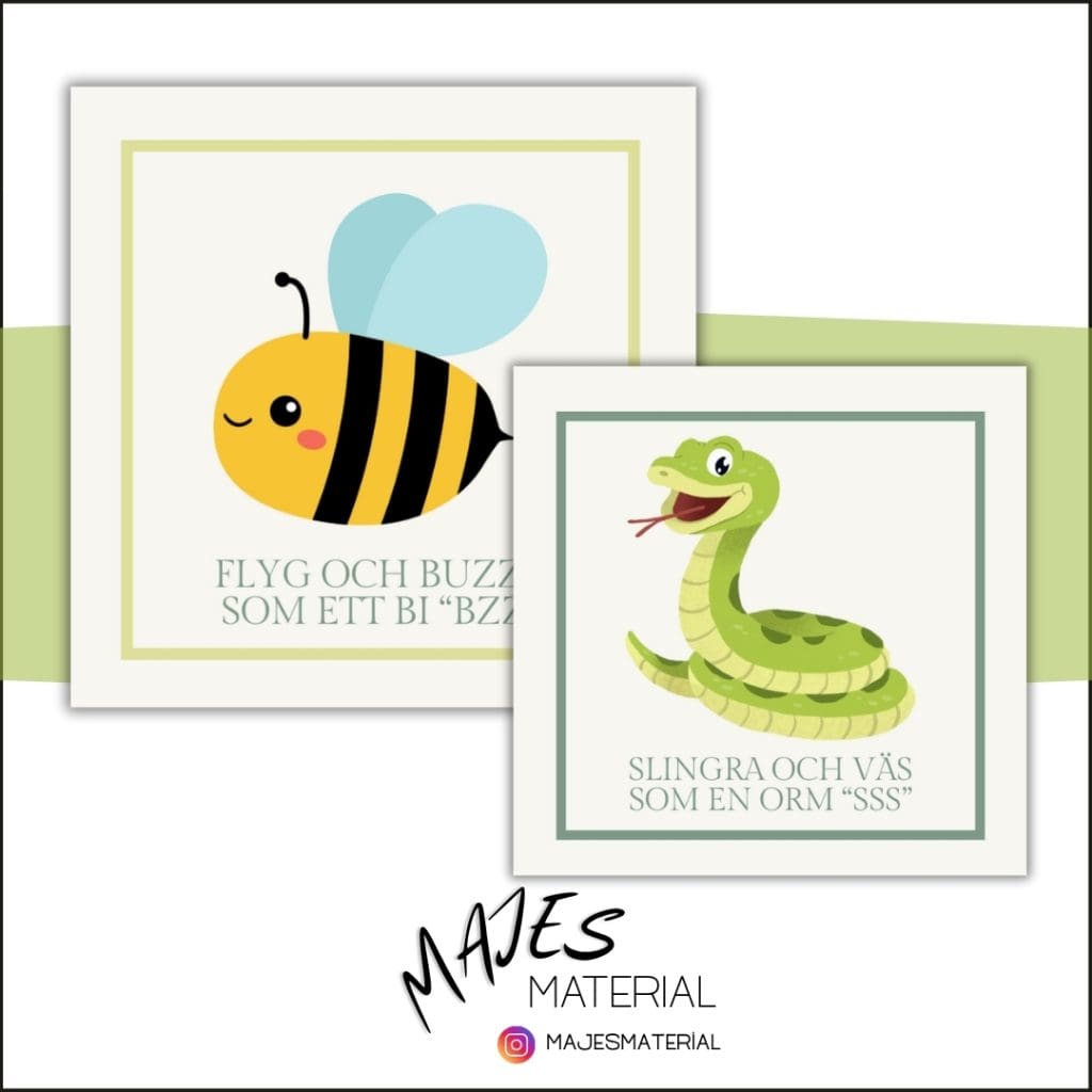 Rörelsekort – till tärningar (Djur)