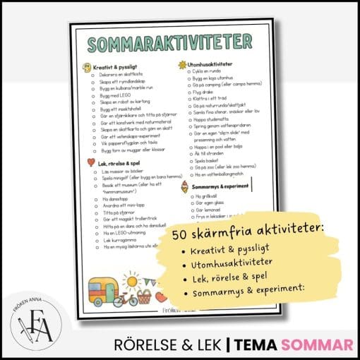 Sommarkalender – 50 skärmfria aktiviteter