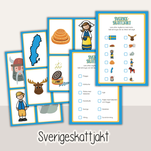 Sveriges nationaldag - Paket med arbetshäfte, skattjakt och tipspromenad - 6 juni