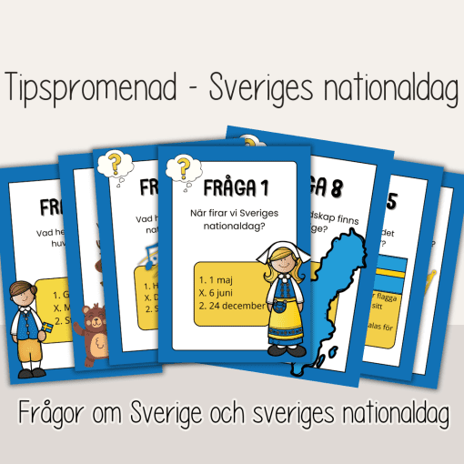 Sveriges nationaldag - Paket med arbetshäfte, skattjakt och tipspromenad - 6 juni