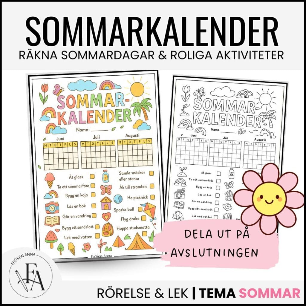 Sommarkalender – för roliga och aktiva sommardagar!
