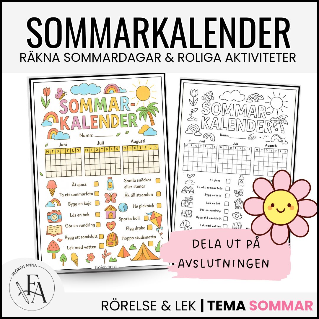 Sommarkalender – för roliga och aktiva sommardagar!