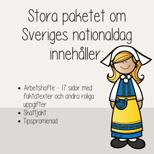 Sveriges nationaldag - Paket med arbetshäfte, skattjakt och tipspromenad - 6 juni