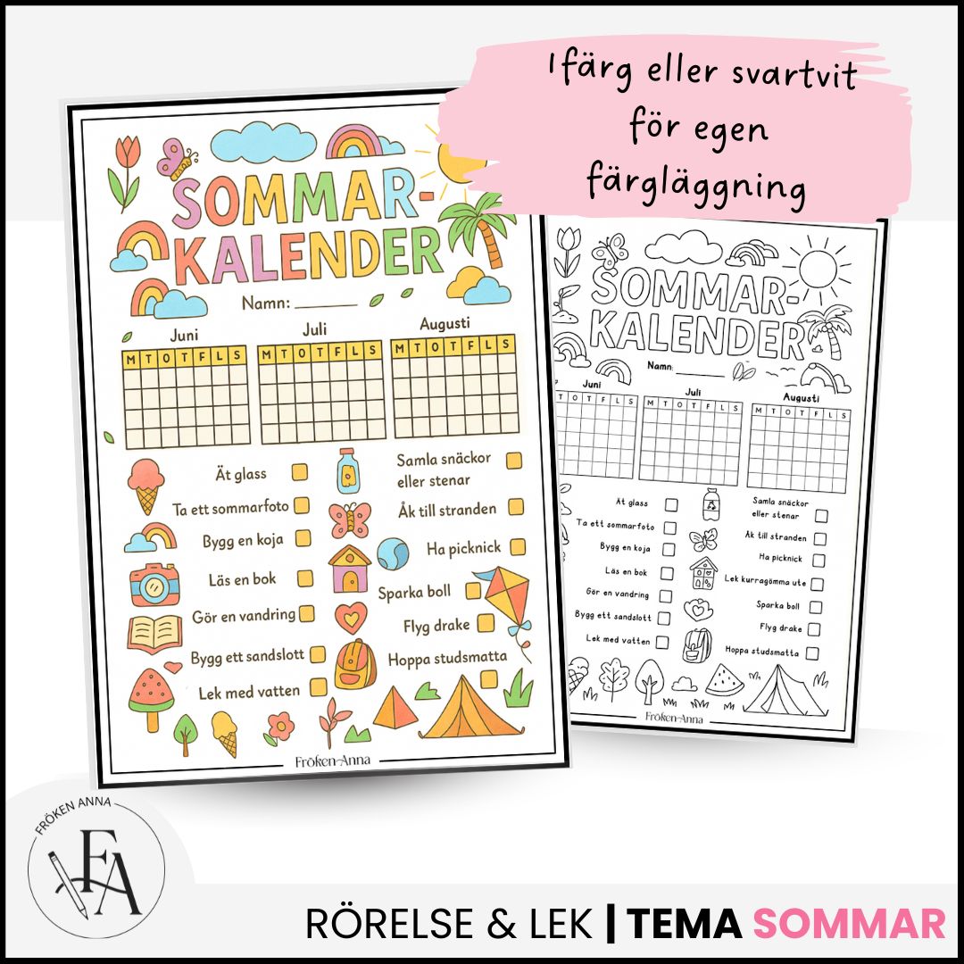 Sommarkalender – för roliga och aktiva sommardagar!