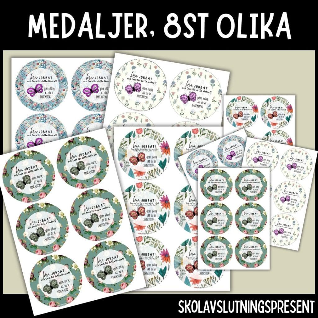 Medaljer – 8st olika