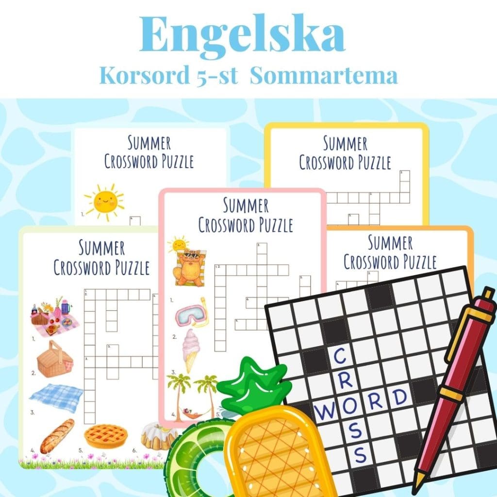 Korsord – Engelska sommartema 5st