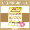 Födelsedagslista med färgglada donuts!