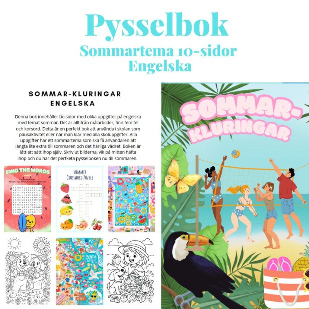 Sommar-kluringar (Engelska) 10-sidor