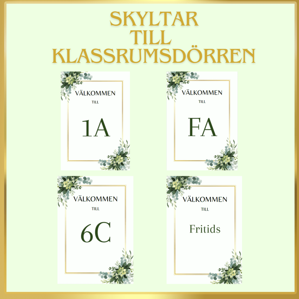 Välkommen klassrumsskyltar