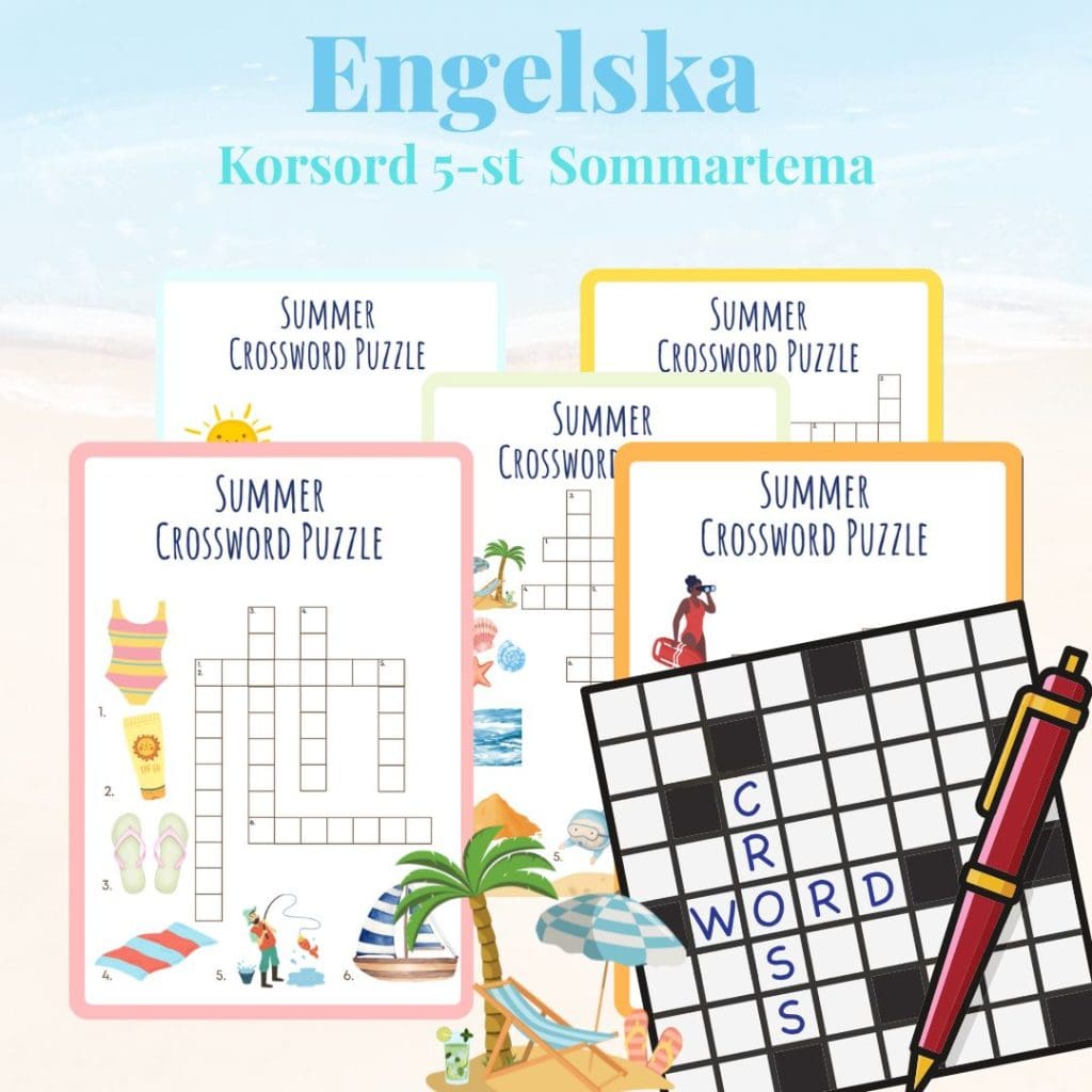 Korsord – Engelska sommartema 5st