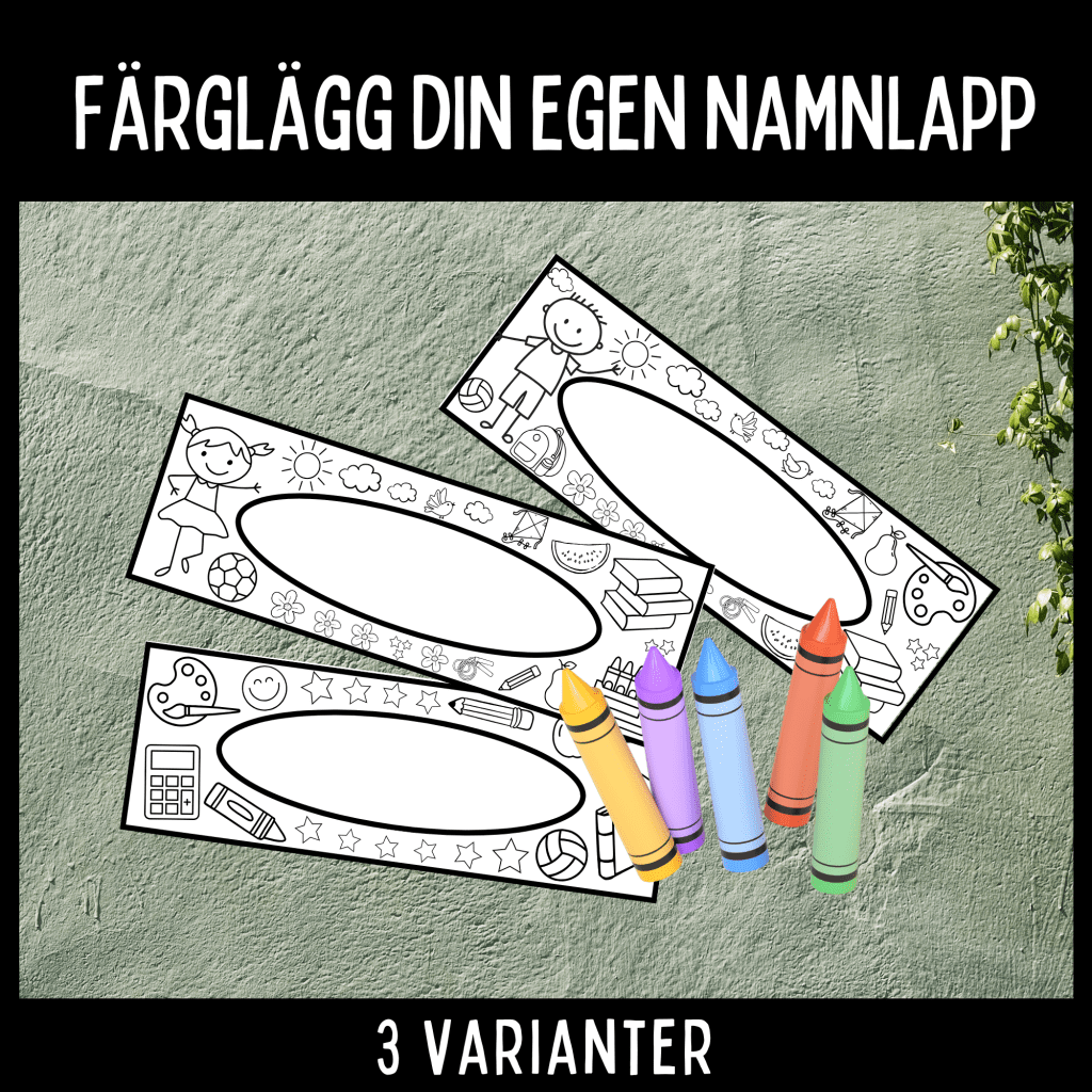 Färglägg din egen namnlapp! 3 varianter