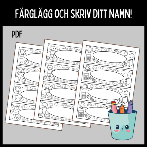 Färglägg din egen namnlapp! 3 varianter