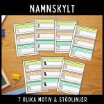 Namnskylt med tallinje, alfabet och stödlinjer, 7 olika motiv - bild 2